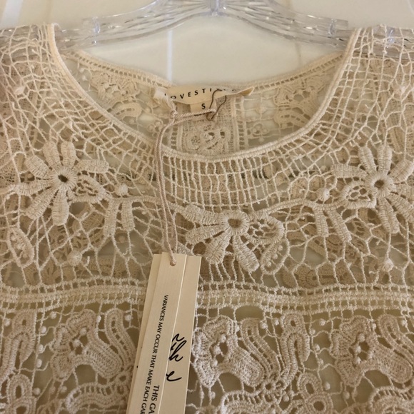 Lovestitch Cream Crochet Lace Boho Dress Small - Picture 5 of 7